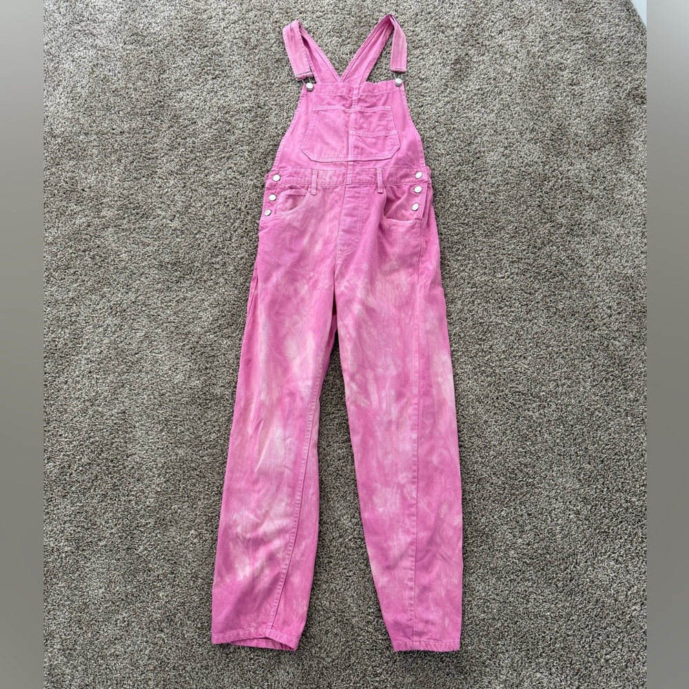 Free People Pink Ziggy Denim Overalls